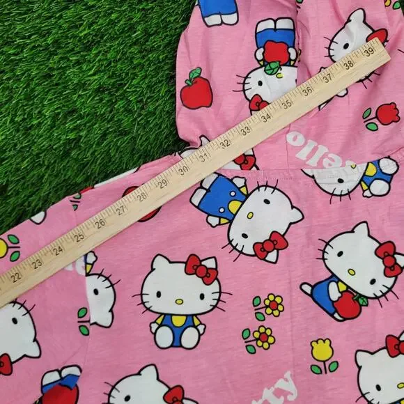 Hello-Kitty Sanrio Zip Hoodie Jacket Womens L/XL 21x27 Pink AOP Lightweight - Picture 3 of 14